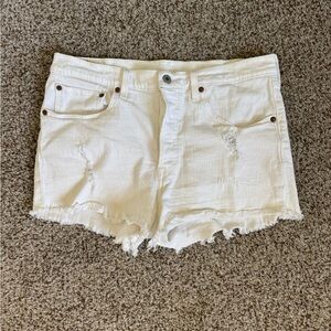 Levi 501 White Denim Shorts